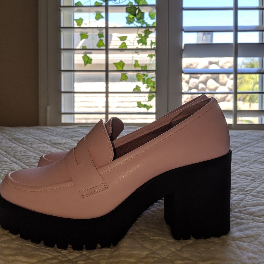 Pink loafers